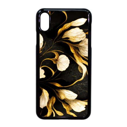 Fekete-arany kála szatén hatású Art iPhone Xs Max tok