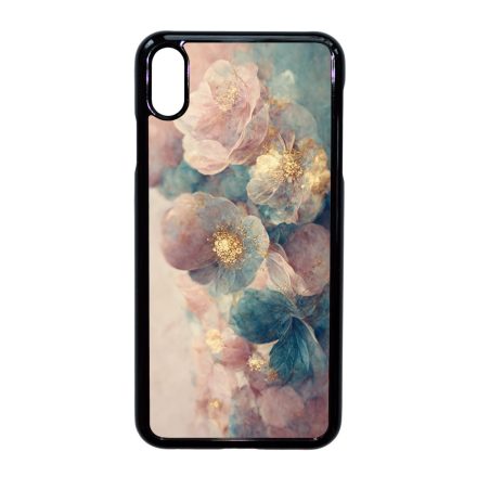 Pasztel rózsaszín és kék virágos Art iPhone Xs Max tok