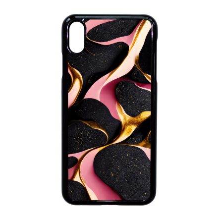 Fekete-Lila és arany mintás Art iPhone Xs Max tok