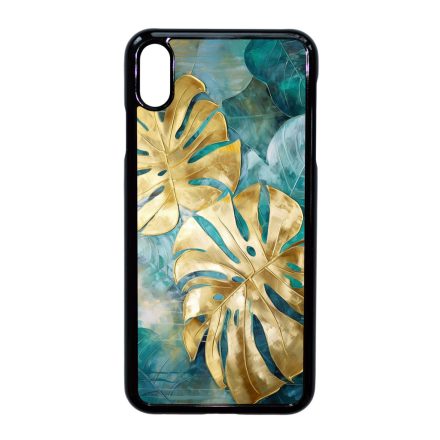 Gyönyörű kék aranyló levelek Art iPhone Xs Max tok