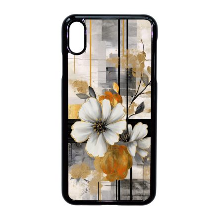 Különleges arany és fehér virágos absztrakt Art iPhone Xs Max tok