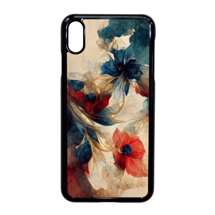 Gyönyörű piros-kék virágos Art iPhone Xs Max tok