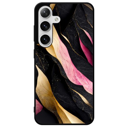 Szépséges fekete-pink és arany márvány mintás Samsung Galaxy szilikon tok
