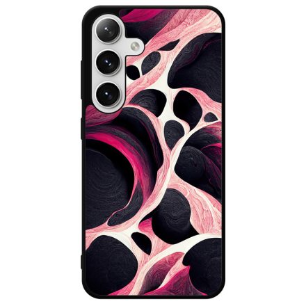 Gyönyörű fekete-fehér és pink márvány mintás Samsung Galaxy szilikon tok
