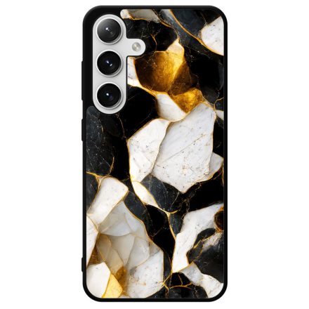 Luxury fekete-fehér és arany márvány mintás Samsung Galaxy szilikon tok