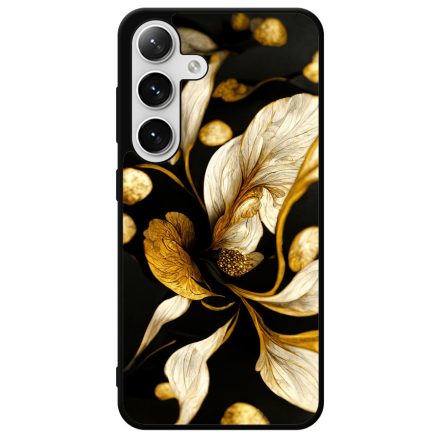 Szépséges fekete-arany virág szatén Art Samsung Galaxy szilikon tok