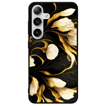 Fekete-arany kála szatén hatású Art Samsung Galaxy szilikon tok