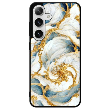Örvénylő fehér-kék és arany márvány mintás Samsung Galaxy szilikon tok