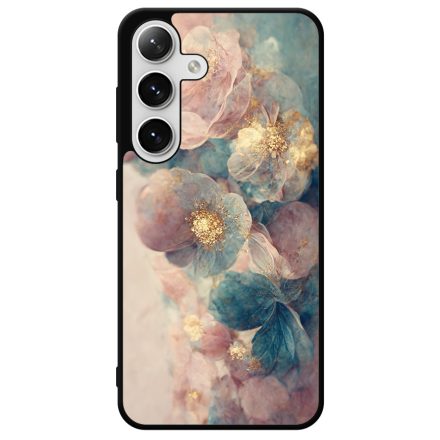 Pasztel rózsaszín és kék virágos Art Samsung Galaxy szilikon tok