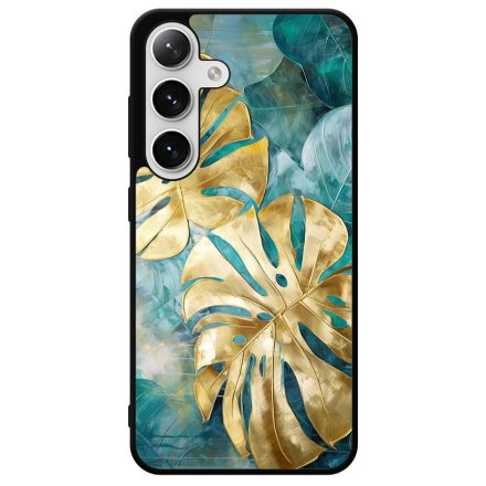 Gyönyörű kék aranyló levelek Art Samsung Galaxy szilikon tok