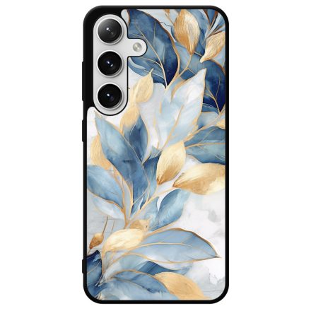 Gyönyörű kék és arany leveles Art Samsung Galaxy szilikon tok