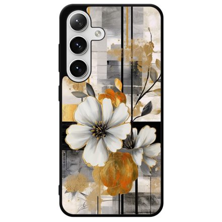 Különleges arany és fehér virágos absztrakt Art Samsung Galaxy szilikon tok