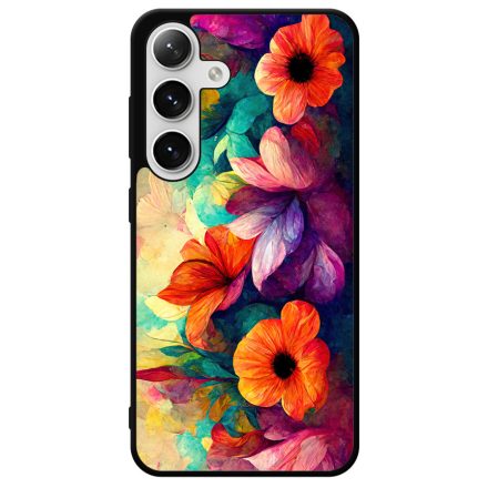 Festett hatású színes virágos Art Samsung Galaxy szilikon tok