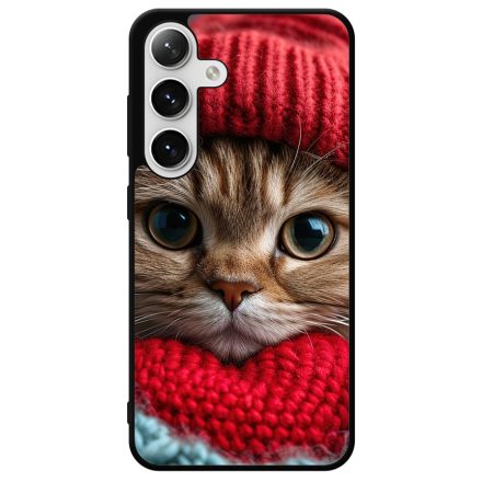 Cuki vörös cica piros sapkában Samsung Galaxy szilikon tok