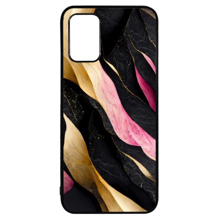 Szépséges fekete-pink és arany márvány mintás Samsung Galaxy A02s tok