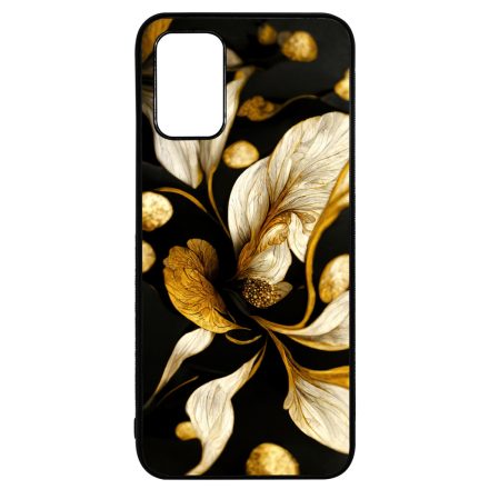 Szépséges fekete-arany virág szatén Art Samsung Galaxy A02s tok