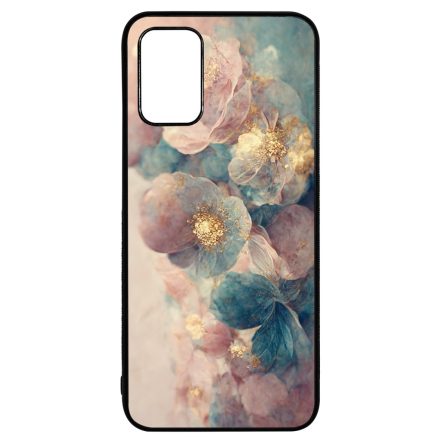 Pasztel rózsaszín és kék virágos Art Samsung Galaxy A02s tok