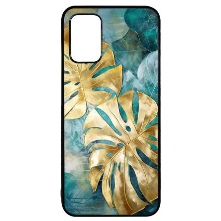 Gyönyörű kék aranyló levelek Art Samsung Galaxy A02s tok