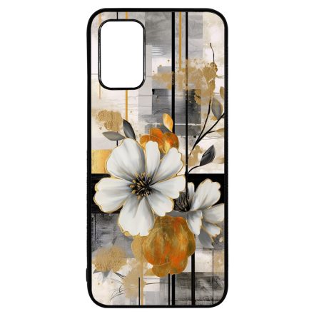 Különleges arany és fehér virágos absztrakt Art Samsung Galaxy A02s tok