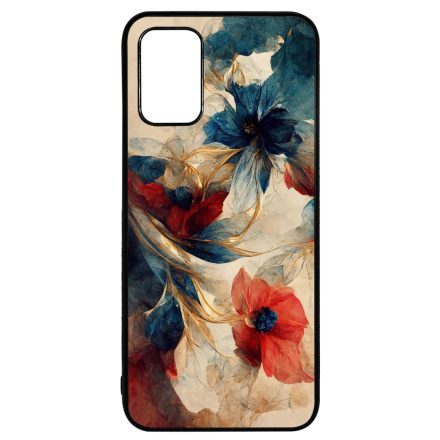 Gyönyörű piros-kék virágos Art Samsung Galaxy A02s tok