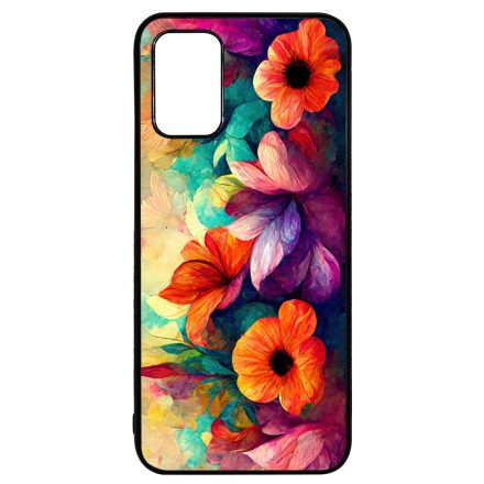 Festett hatású színes virágos Art Samsung Galaxy A02s tok