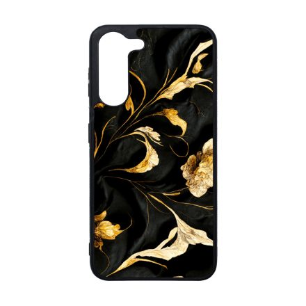 Szatén fekete-arany virág mintás Art Samsung Galaxy A05s tok