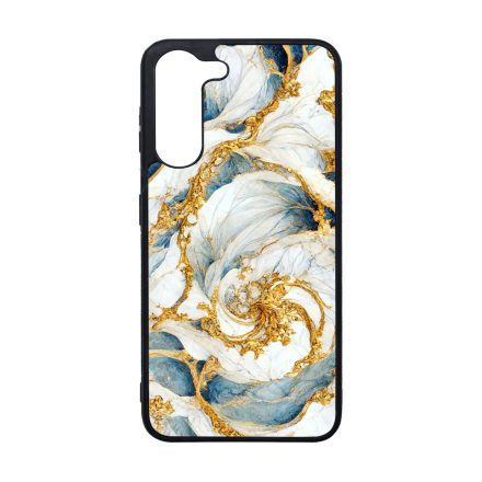 Örvénylő fehér-kék és arany márvány mintás Samsung Galaxy A05s tok