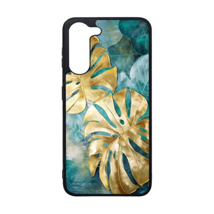 Gyönyörű kék aranyló levelek Art Samsung Galaxy A05s tok