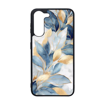 Gyönyörű kék és arany leveles Art Samsung Galaxy A05s tok