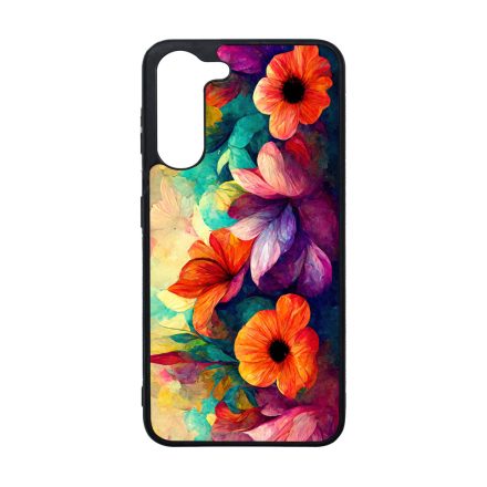 Festett hatású színes virágos Art Samsung Galaxy A05s tok