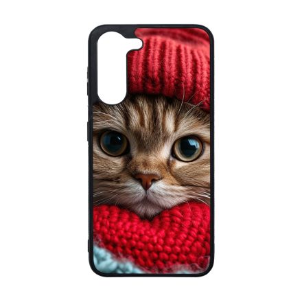 Cuki vörös cica piros sapkában Samsung Galaxy A05s tok