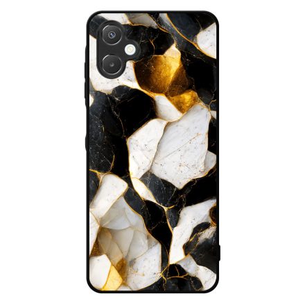 Luxury fekete-fehér és arany márvány mintás Samsung Galaxy A06 tok