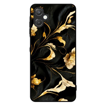Szatén fekete-arany virág mintás Art Samsung Galaxy A06 tok