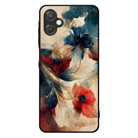 Gyönyörű piros-kék virágos Art Samsung Galaxy A06 tok