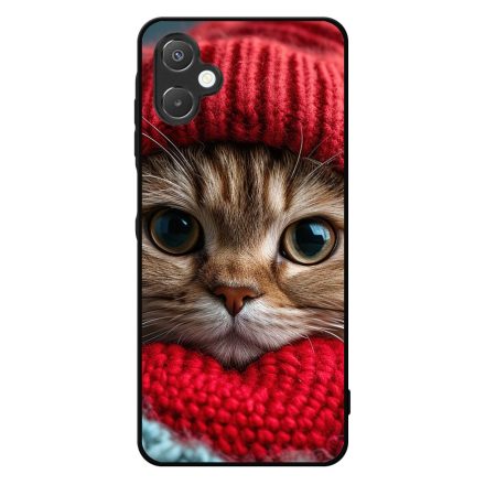 Cuki vörös cica piros sapkában Samsung Galaxy A06 tok