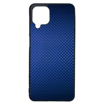 Gyönyörű kék karbon fiber mintás Samsung Galaxy A12 tok