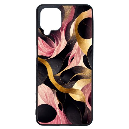 Aranyló fekete-pink márvány mintás Samsung Galaxy A12 tok