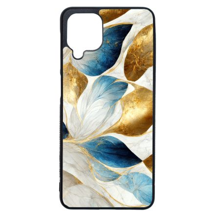 Csodaszép fehér-arany leveles márvány mintás Samsung Galaxy A12 tok