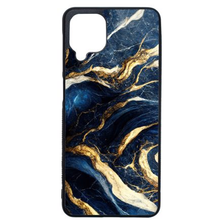 Gyönyörű kék és arany márvány mintás Samsung Galaxy A12 tok