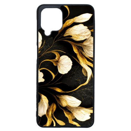 Fekete-arany kála szatén hatású Art Samsung Galaxy A12 tok