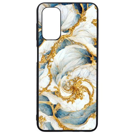 Örvénylő fehér-kék és arany márvány mintás Samsung Galaxy A13 5G tok