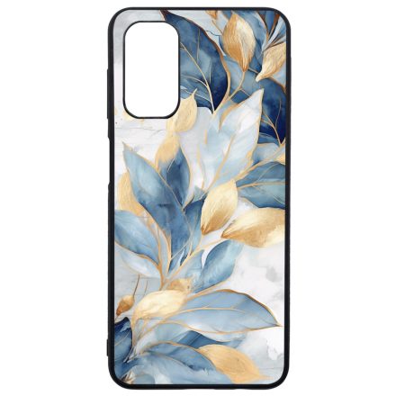 Gyönyörű kék és arany leveles Art Samsung Galaxy A13 5G tok