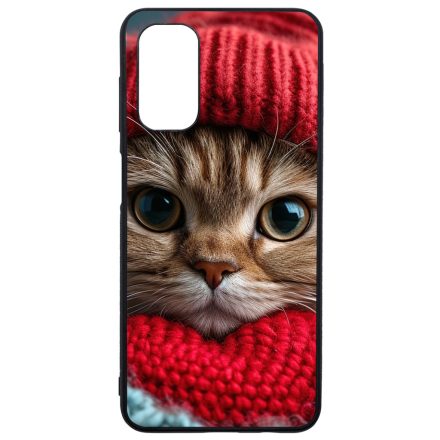 Cuki vörös cica piros sapkában Samsung Galaxy A13 5G tok