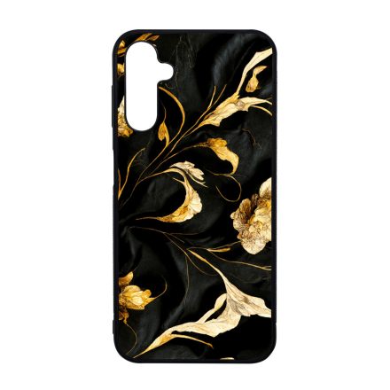 Szatén fekete-arany virág mintás Art Samsung Galaxy A14 4G/5G tok