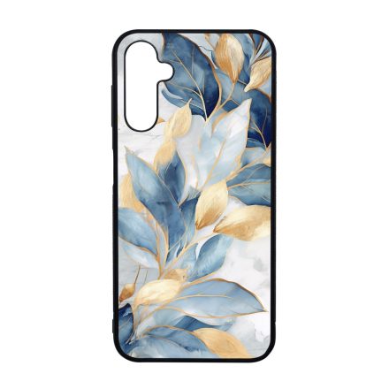 Gyönyörű kék és arany leveles Art Samsung Galaxy A14 4G/5G tok