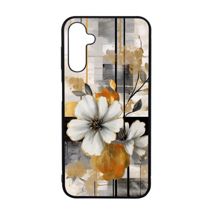 Különleges arany és fehér virágos absztrakt Art Samsung Galaxy A14 4G/5G tok