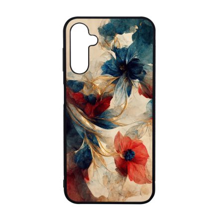 Gyönyörű piros-kék virágos Art Samsung Galaxy A14 4G/5G tok