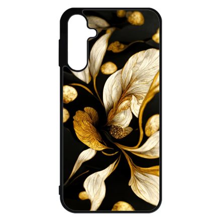 Szépséges fekete-arany virág szatén Art Samsung Galaxy A15 4G/5G tok