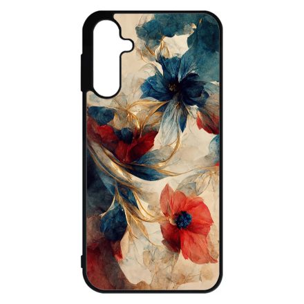 Gyönyörű piros-kék virágos Art Samsung Galaxy A15 4G/5G tok