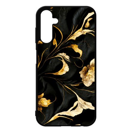Szatén fekete-arany virág mintás Art Samsung Galaxy A25 5G tok